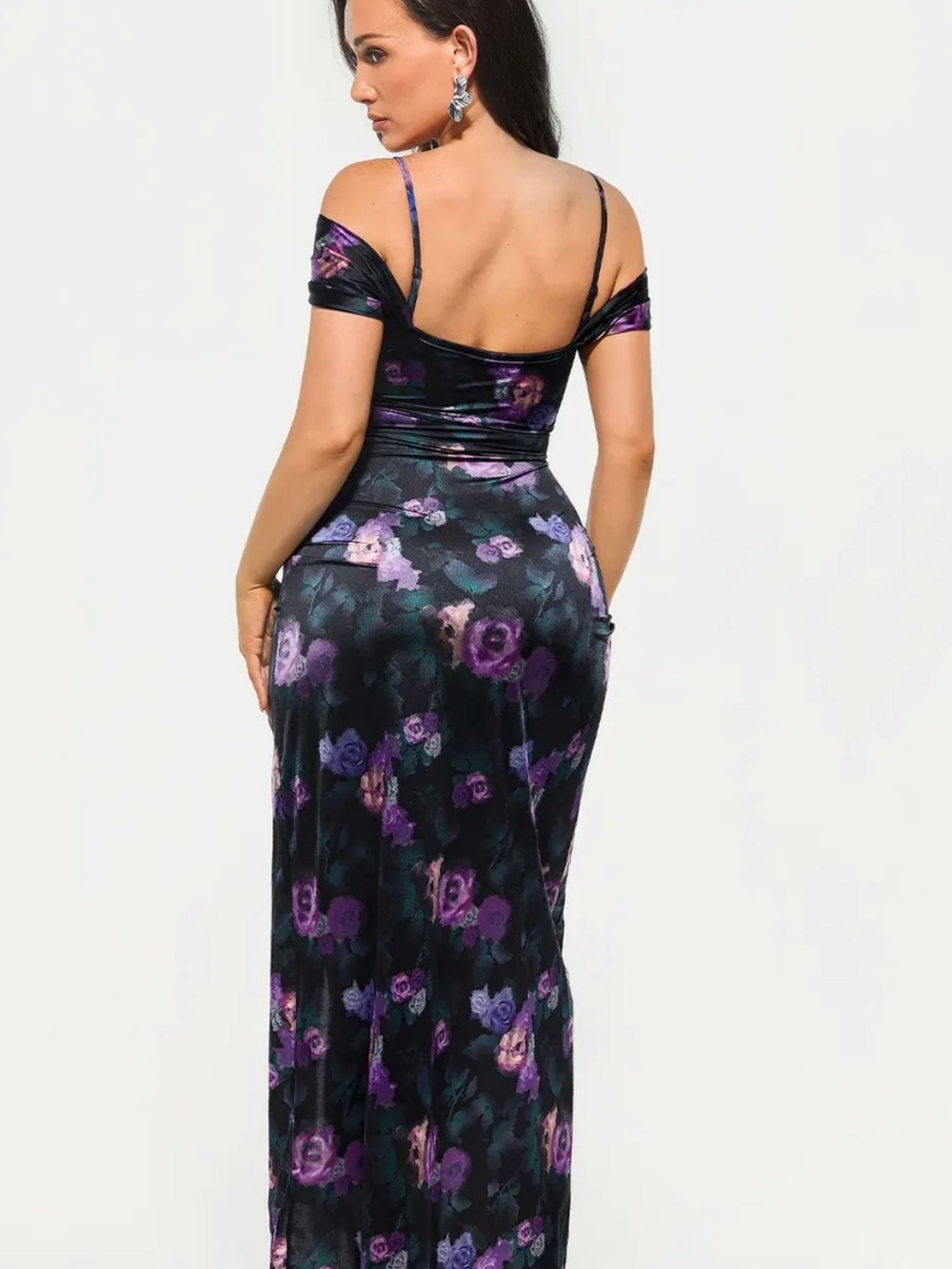 Shapewear Off Shoulder Shine Ruched Sculpting Maxi Dress size M - Picture 2 of 5